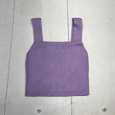 Shein Purple Rib-Knit Square Neck Cropped Tank Top Women's Size Small