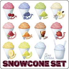 SNOWCONE SET | Laminated Vinyl Decal Sticker Label