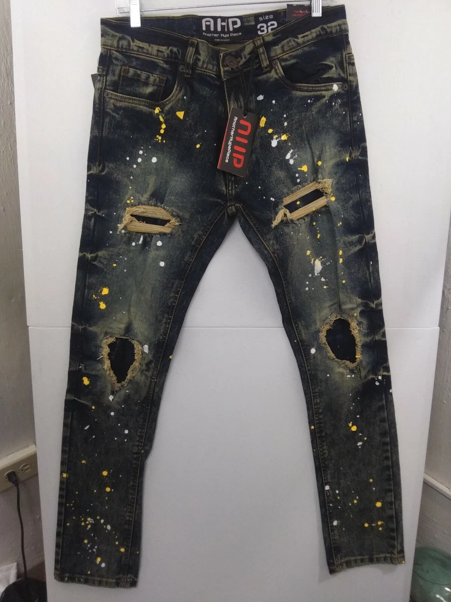 Another Hype Piece AHP Destructed Paint Jeans Men s W32 L32 NWT