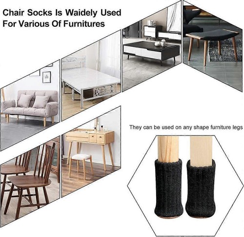 24 Pieces Chair Socks for Chair Legs, Furniture Legs, Non-Slip, Anti-Scratch - Picture 3 of 5