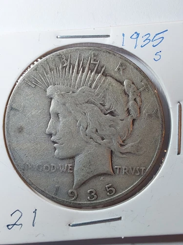 1935 S Peace Silver Dollar Circulated Extremely Fine Variety 3 Rays Below The 1
