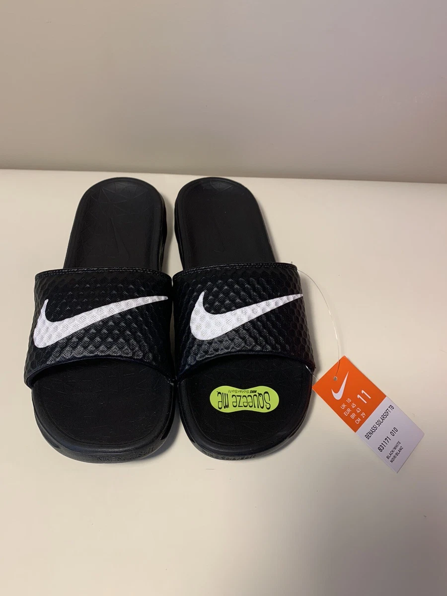 Nike Benassi Solarsoft Men s Size 11 Slides Sandals Black White