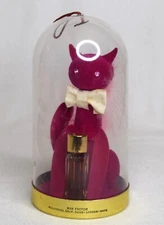 Vintage Max Factor Pink Hypnotique Sophisti-Cat Flocked Kitty Perfume Dome 1/8