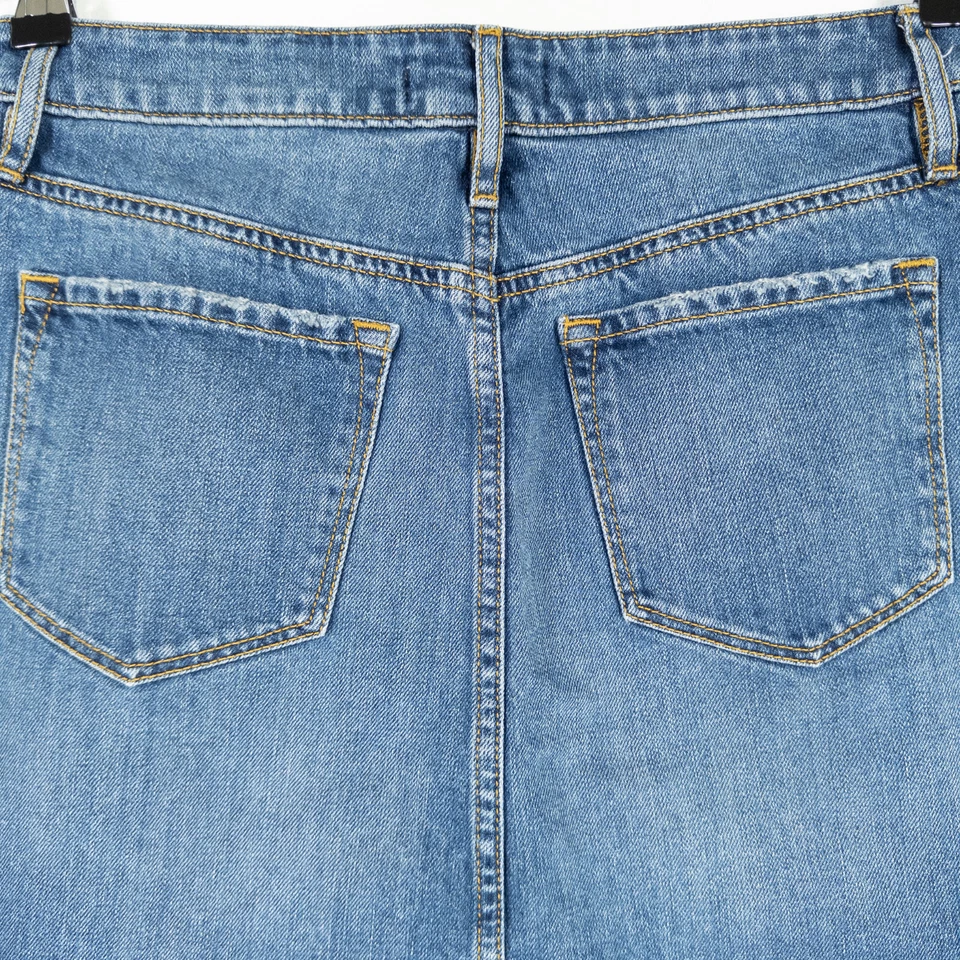 LOFT юбка женщин Sz 2 синий джинсовой ткани хлопок искусственно состаренный необработанный кромки 5 карман повседневный - Изображение 4 из 4