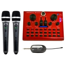 VOCOPRO K-MIX-WIRELESS Karaoke Bluetooth USB Mixer 2 Handheld Mics & Receiver