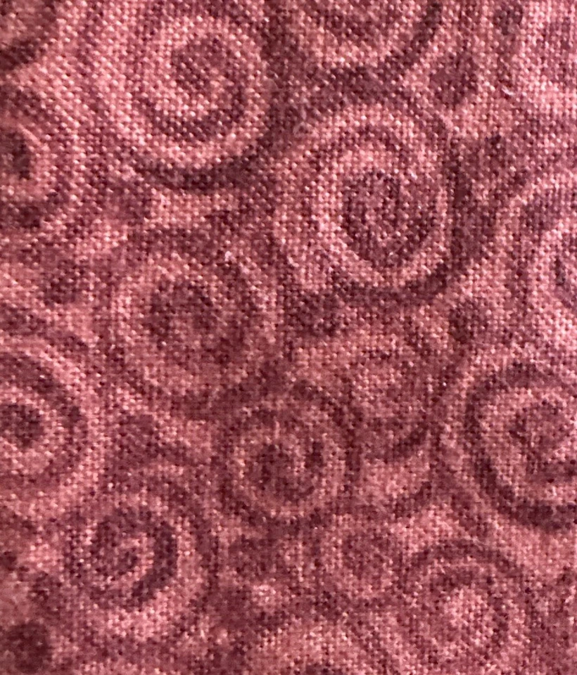 Vtg Cotton Fabric 3-PIECESET Valance W19”L79” 2Curtains W39”xL39” Burgundy/Green - Image 3 of 4