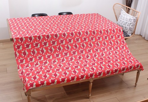 Roller Print On Cotton Fabric Uzbek 6.82' x 6.40' VINTAGE FAST Shipment 14901 - Picture 4 of 10