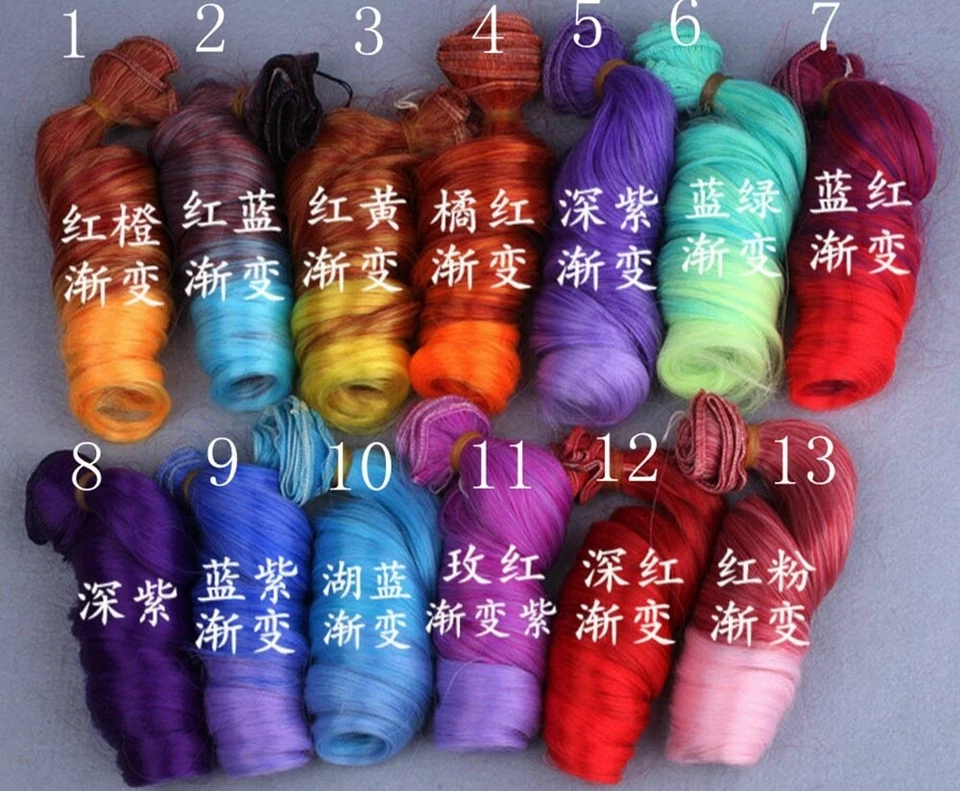 1pc Gradient Color DIY Doll Hair For Monster Demon Doll DIY Wire Curly Wigs Toy - Image 2 of 4