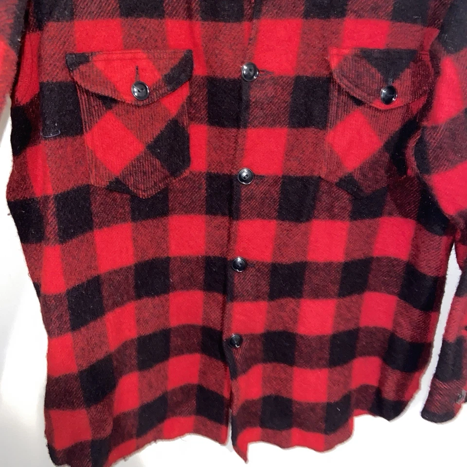 Camisa de Colección Johnson Woolen Mills Para Hombres M/L Lana a Cuadros Búfalo EE. UU. Aire Libre Años 90 Foto 4 de 4