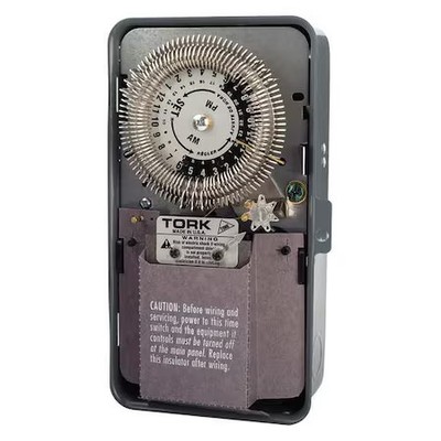 Nsi Tork 8001U Electromechanical Timer, 24 Hr, Gray, Metal
