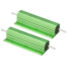 100W 0.01 Ohm Aluminum Shell Resistor, 2 Pack Aluminum Housing Resistor, Green