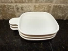 Set Of 3 Corning Ware White P-185-B Grab It Square Snack Plates with Handle