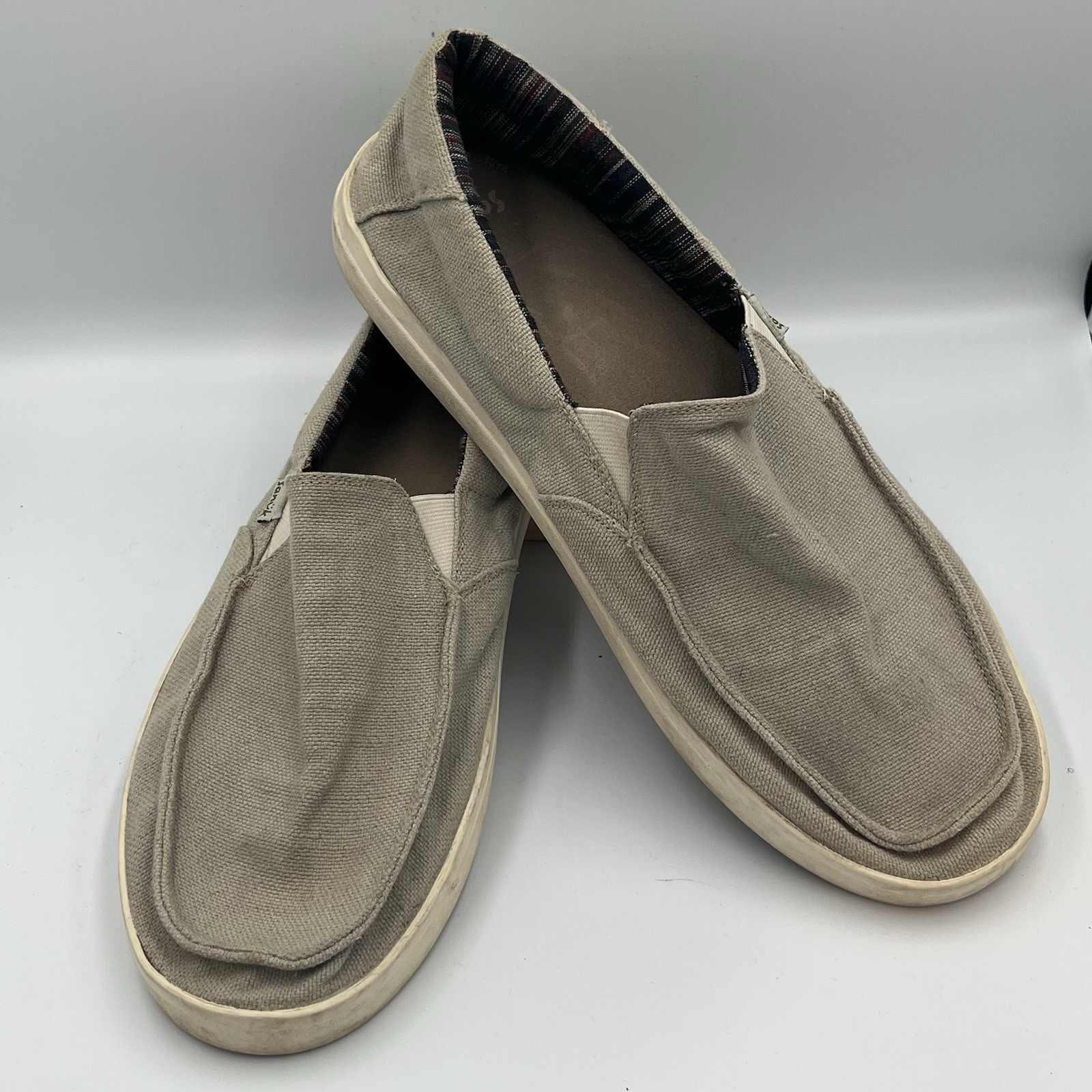 Sanuk Sidewalk Surfers Men’s Size 13 M Vagabond Canvas Shoe Khaki Beach vibes