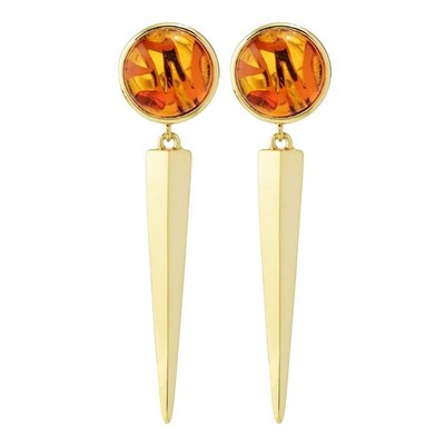 Aurelia 18K Gold Plated 10mm Amber 1.5'' Dagger Drop Earrings