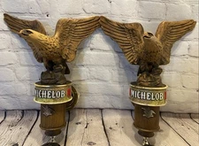 Vintage Michelob Beer Flying Eagle Wall Sign Sconce Plaque Lot of 2 NOS