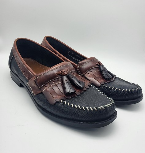 G.H. Mocasines Bass Weejuns Negro y Marrón Cuero Borla Hombres 10 D Zapatos Clásicos - Imagen 1 de 10