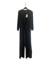 RALPH LAUREN Black Jumpsuit V Neck Tie Waist Long Sleeve  Pockets Size 14 NWT