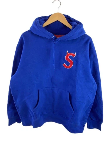 Felpa Supreme con cappuccio L cotone blu usata