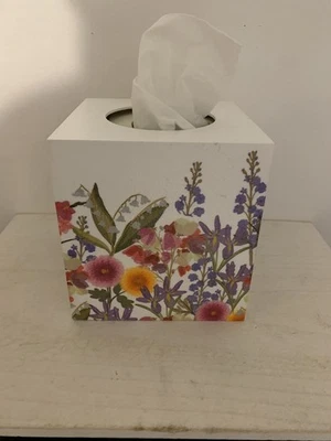 Floral tissue Box wooden handmade decoupaged - Image 1 of 4