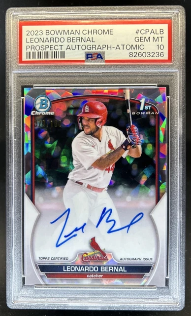 2023 Bowman Chrome Leonardo Bernal Auto Atomic Variation Refractor #/100 PSA 10