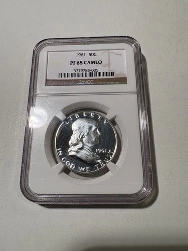 1961 Proof Franklin Half Dollar NGC PF 68 CAMEO (Total Mintage) 3,028,244.