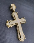 3CT Real Round VVS1 Moissanite Men's Big Cross Pendant 10k Solid Yellow Gold