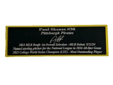 Paul Skenes Autograph Nameplate Pittsburgh Pirates Photo Ball Jersey