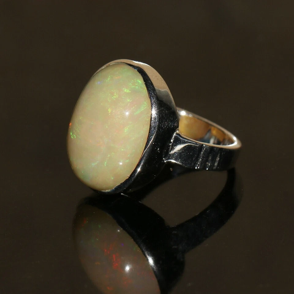 Anel de opala de fogo australiano natural 15 quilates certificado grande fogo! Anel unissex - Imagem 2 de 4