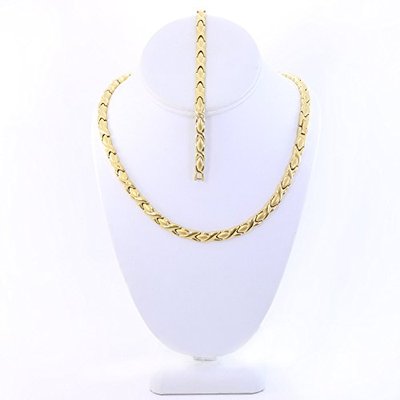 XOXO Hugs & Kisses Necklace 14K Gold Tone Stainless Steel 20'' length Bracelet