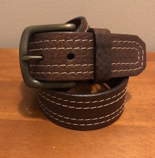 NEW Levi's Mens Boys Casual Jeans Belt Brown Leather White Stitching Size 32