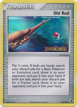 Pokemon Card - Dragon Frontiers 78/101 - OLD ROD (REVERSE holo-foil) - NM/Mint
