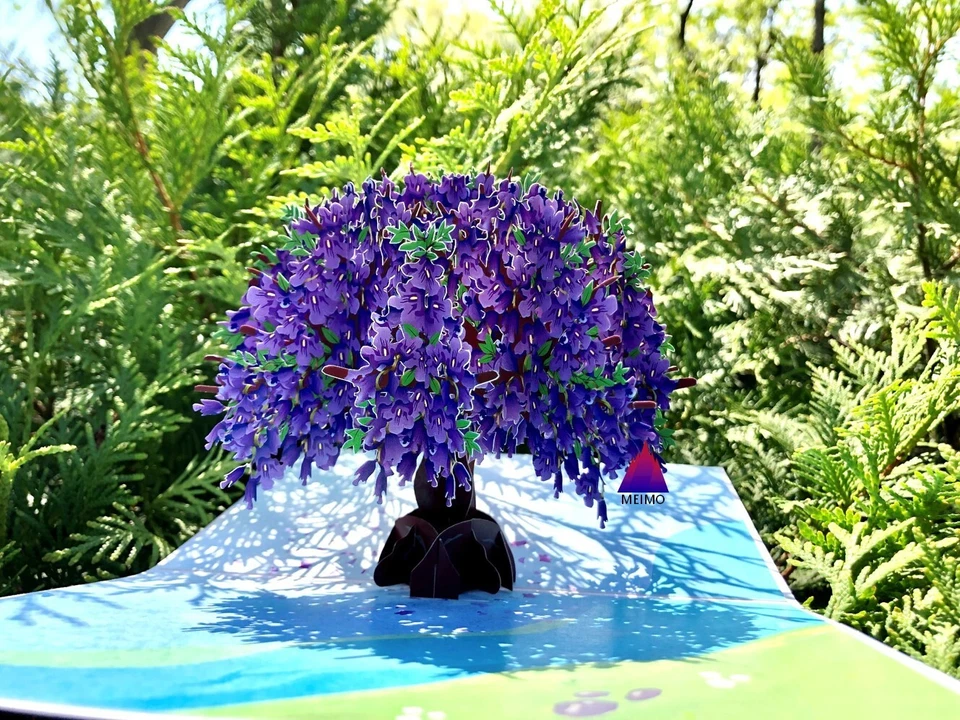 Tarjeta de Felicitación 3D Pop Up Jacaranda Flor Floral Cumpleaños Gracias San Valentín Mamá Foto 4 de 4