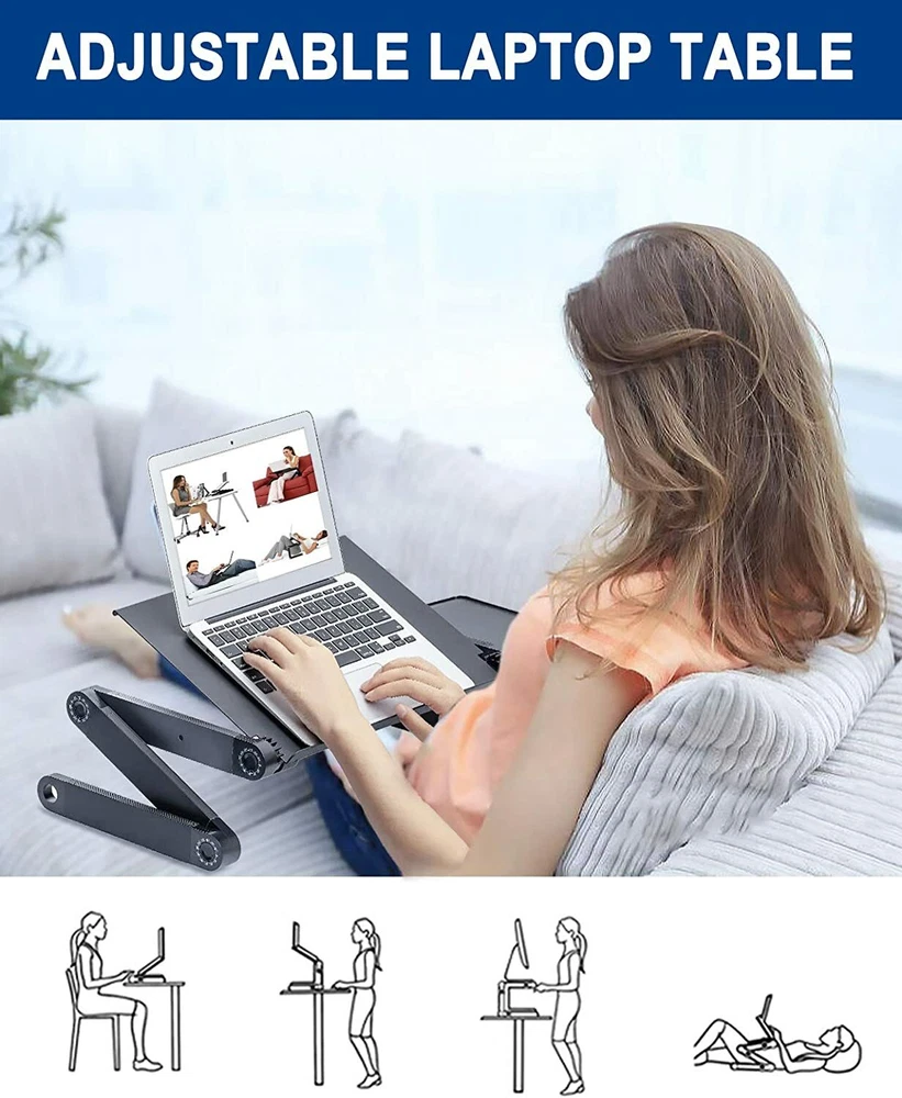 Adjustable Folding Laptop Stand Bed and Desk Table with Height Control  