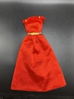VINTAGE 1990s Genuine BARBIE Red Gold Party Dress Barbie Doll Clothes (#38)