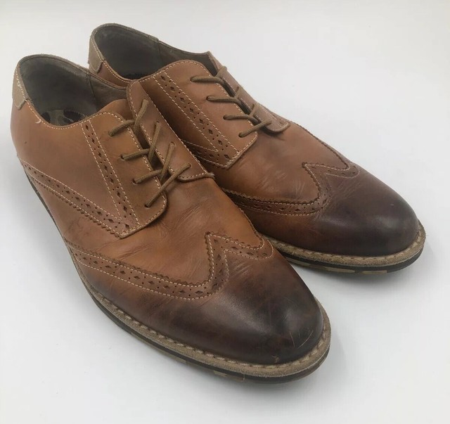 Men’s Penguin Oxford Dress Casual shoes Sz 12 Leather Tan Brown Laced