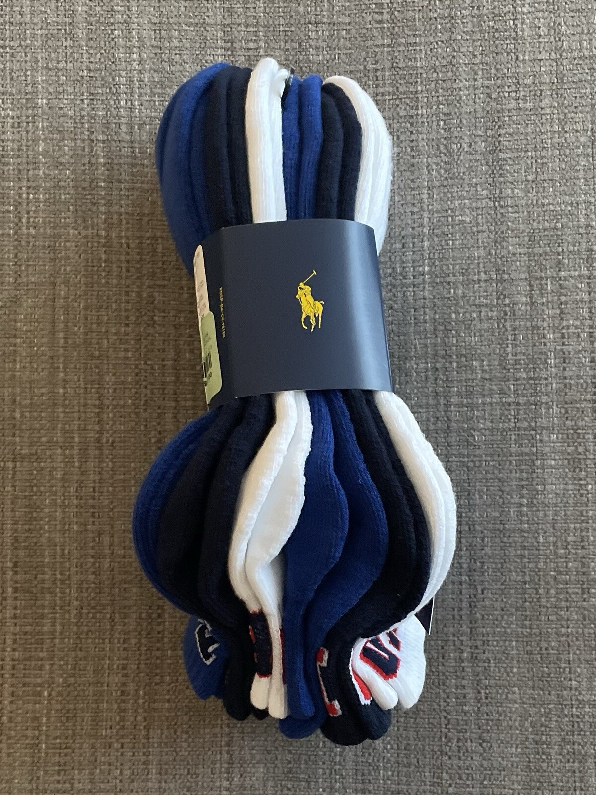 Polo Ralph Lauren Pony Calzini Uomo Crew Confezione da 6 Calzini Tg 10 13 Nuovi con etichette