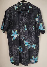 O'Neill Hawaiian Shirt Mens 2XL Wash Out Black Button Up Ulu Floral NWOT-NEW