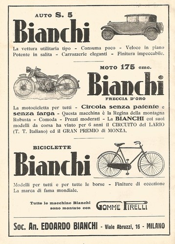 W9903 BIANCHI - Bici - Moto - Auto - Pubblicità del 1931 - Old advertising  | eBay