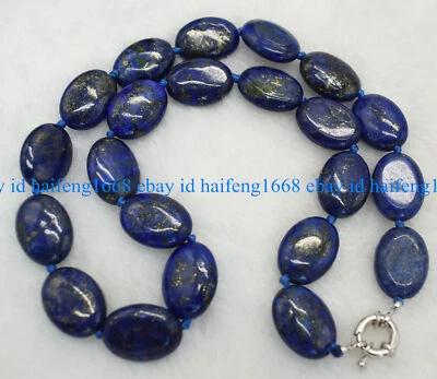 13x18mm Natürlich Blau Lapislazuli Oval Edelstein Perlen Halskette 16-28" - Bild 1 von 4