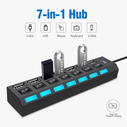 2024 Für Windows PC Laptop USB 3.0 HUB Verteiler Splitter Adapter 7 Port 5Gbps - Bild 4 von 16