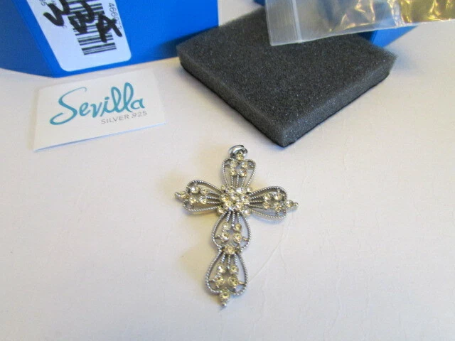 NEW Sevilla Sterling Silver 925 CZS Cross Pendant JB-2-WWA Foto 3 de 4