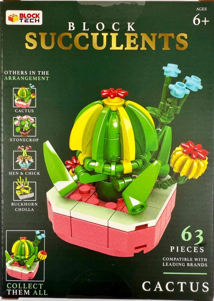 Block Tech Block Succulents Cactus Plant Building Blocks Brick Set - Image 2 of 4