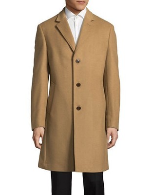 Lauren Ralph Lauren Men s Luther Wool Blend Top Over Coat 44R Camel Cashmere