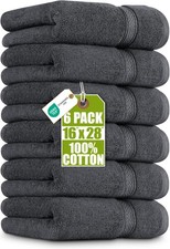 6 Pack Premium Hand Towels Set, 16 by 28 inches, 100 Ring Spun Cotton, Ultra...