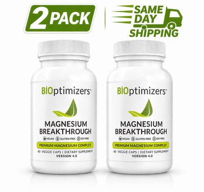 2 Pack BiOptimizers Magnesium Breakthrough 60 Capsules 7 Forms High Absorption
