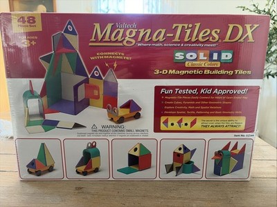 Lot 48 Valtech Magna-Tiles DX 3D Magnetic Building Tiles Vtg Sealed Solid Colors