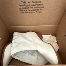 White Western Equestrian Boots Rhinestone Decorative Stitching US 11 EU 43