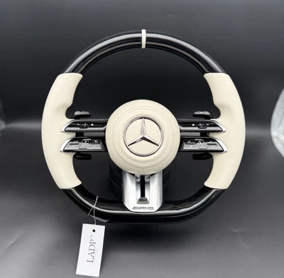 Mercedes AMG Facelift Lenkrad W205 W213 W222 Weiß Schwarz Glanz inkl Adapter - Bild 1 von 4