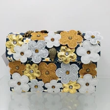 NWT $295 Kurt Geiger Kensington Daisy Shoulder Bag Crossbody Pale Blue Multi