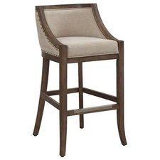Bowery Hill 30" Stationary Bar Stool in Warm Brown and Light Beige
